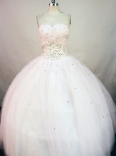 Popular Ball Gown Strapless Floor-length Light Pink Organza Beading Quinceanera Dress Style FA-L-165