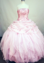 Romantic Ball Gown Strapless Floor-length Baby Pink Organza Quinceanera Dress Style FA-L-156