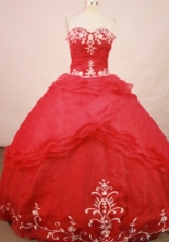 Romantic Ball Gown Sweetheart Floor-length Red Embroidery Quinceanera Dress Style FA-L-153