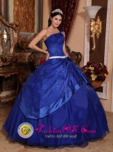 To Seller Royal Blue Quinceanera Dress With One Shoulder Neckline ball gown For Spring In Isla Umbu Paraguay Style QDZY395FOR  