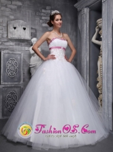 Customize Beading And Appliques Decorate Tulle White Romantic Quinceanera Dress IN  Nauawas Nicaragua  Style ZYLJ03FOR