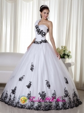 One Shoulder White Embroidery Decorate Floor-length Taffeta and Organza For 2013 Quinceanera Dress in Spring  in   Nauawas Nicaragua  Style ZY734FOR