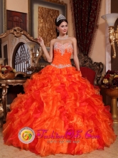 Orange Quinceanera Dress Sweetheart Beaded Embroidery Decorate Multi-color Ruffles in   Baka Nicaragua  Style QDZY061FOR