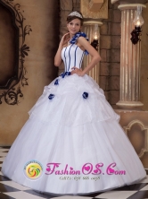 2013 El Palmar Guatemala  Hand Made Flowers White One Shoulder Quinceanera Dress For Formal Style QDZY197FOR