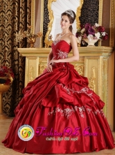 2013 Guatemala City Guatemala Red Quinceanera Dress Appliques and Ruched Bodice For Strapless  With  Pick-ups Style  QDZY215FOR
