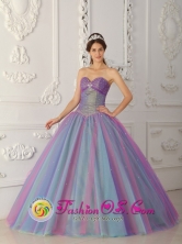 2013 Puerto Barrios Guatemala Multi-color Quinceanera Dress For Elegant Style Sweetheart Tulle Beading  Stylish Ball Gown Style QDZY469FOR
