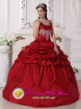 2013 Teresina Brazil Winter Quinceanera Dress Clearance Wine Red  Scoop Taffeta Beaded Decorate Style QDZY717FOR