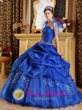  2013 Valparaiso Chile The Super Hot Customer Made Spaghetti Straps Blue Quinceanera Dress Style QDZY287FOR