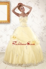2015 Cute Beading Light Yellow Quinceanera Dresses XFNAO129FOR