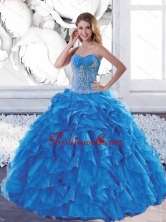 Beautiful Sweetheart Teal Sweet 16 Dresses with Appliques and Ruffles QDDTB21002FOR