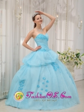 Coyhaique Chile 2013 Inexpensive Light Blue Sweethear Sweet 16 Dress For Quinceanera Gown Style QDZY300FOR