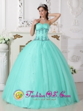 El Tabo Chile Fall Elegant Quinceanera Dress For Quinceanera With Turquoise Sweetheart Neckline And EXquisite Appliques Style QDZY590FOR