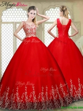 New Style Scoop Lace Up Quinceanera Gowns with Appliques YCQD022FOR