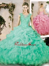 Popular Brush Train Quinceanera Dresses with Appliques and Ruffles SJQDDT226002-1FOR