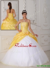 Romantic Ball Gown Appliques and Hand Made Flower Quinceanera Dresses QDZY462AFOR