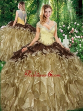 Wonderful Straps Sweet 16 Gowns with Beading and Ruffles SJQDDT326002FOR