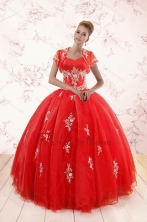 2015 Ball Gown Sweetheart Appliques Quinceanera Dresses with XFNAOA38AFOR
