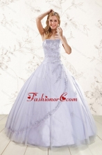 2015 Brand New Strapless Lavender Quinceanera Dresses with Appliques XFNAO5949FOR