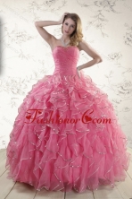 2015 Elegant Rose Pink Quince Dresses with Paillette and Ruffles XFNAO744TZFXFOR