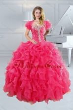 2015 Unique Hot Pink Quince Dresses with Ruffles and Beading XFNAO885ATZFXFOR