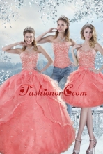 2015 Unique Watermelon Quinceanera Dresses with Beading XFNAOA27TZA1FOR