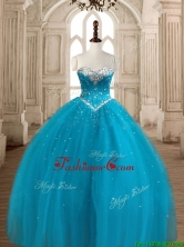 Best Selling Ball Gown Teal Sweet 16 Dress with Beading SWQD128FOR