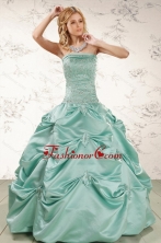 Cheap Turquoise Quinceanera Dresses with Appliques and Pick Ups XFNAO5934FOR