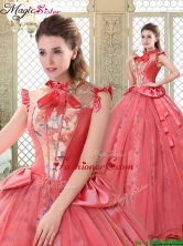 Classical High Neck Cap Sleeves Quinceanera Dresses with Bowknot YCQD063FOR
