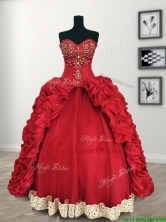 Comfortable Red Big Puffy Quinceanera Dress with Beading and Pick Ups SWQD099FOR
