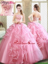 Lovely Strapless Quinceanera Dresses with  Appliques and Ruffles YCQD069FOR