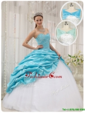 Luxurious Ball Gown Sweetheart Quinceanera Dresses in Aqua Blue QDZY369BFOR