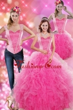 Luxurious Decent Hot Pink 2015 Quinceanera Gown with Beading and Ruffles XFNAOA46TZA1FOR