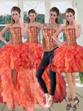Luxurious Strapless Multi Color Dress for Quinceanera with Beading and Ruffles QDZY251TZA2FOR