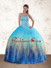 Luxurious Sweetheart Multi Color Quinceanera Dress with Ruffles and Beading QDZY109TZFXFOR