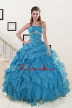 2015 Luxurious Strapless Quinceanera Dresses with Beading and Ruffles XFNAO033FOR