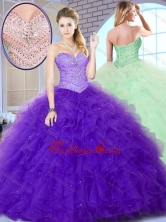 2016 Brand New Style Ball Gown Sweet 16 Gowns with Beading and Ruffles  SJQDDT376002-2FOR