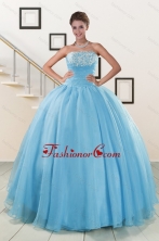 Aqua Blue Super Hot Puffy Sweet 16 Dresses for 2015 XFNAO615AFOR