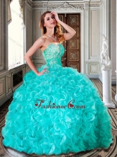 Ball Gown Turquoise Quinceanera Dresses with Beading and Ruffles XFQD1011FOR