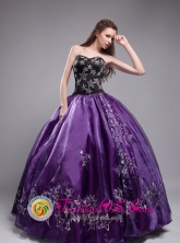 Cativa Panama Star Embroidery Orangza Stylish Eggplant Purple Sweetheart Quinceanera Dresses Style ZYLJ24FOR
