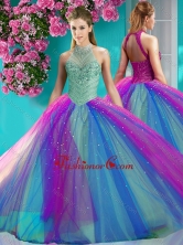 Discount Halter Top Really Puffy Sweet 16 Dress with Beading and Appliques SJQDDT614002FOR