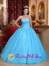 Kusapin Panama Kankintu Panama Customize Romantic Exquisite Appliques A-line Strapless Baby Blue Quinceanera Dress Style QDZY615FOR 