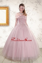 2015 Pink Strapless Elegant Sweet 16 Dresses with Appliques XFNAO896AFOR