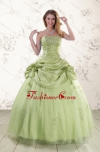 2015 Sweetheart Beading Quinceanera Dress in Yellow Green XFNAO193FOR