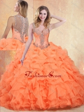 2016 Beautiful Straps Orange Red Sweet 16 Dresses with Ruffles and Appliques SJQDDT420002FOR