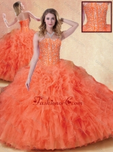 2016 Elegant Ball Gown Orange Red Sweet 16 Dresses with Ruffles SJQDDT405002FOR