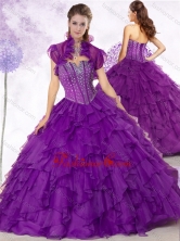2016 Latest Ball Gown Purple Quinceanera Gowns with Beading and Ruffles SJQDDT446002FOR
