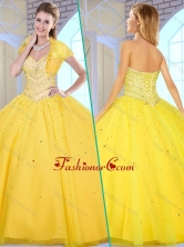 2016 Modest Ball Gown Yellow Sweet 16 Gowns with Beading SJQDDT380002-1FOR