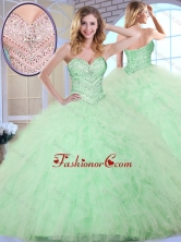 2016 New Style Ball Gown Apple Green Sweet 16 Dresses with Beading and Ruffles  SJQDDT376002-1FOR