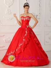 Arequipa Peru Customer Made Red Sweet 16 Dress Sweetheart With Embroidery and Beading Princess Style QDZY273FOR