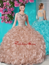 Beautiful Beaded and Ruffled Sweet 16 Dress with See Through Scoop SJQDDT648002FOR